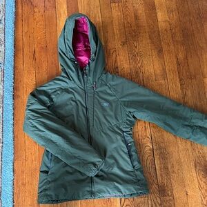 Outdoor Research Green Jacket with Pink Lining
